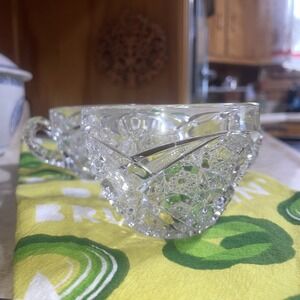 1910'S Mckee Fentec Punch Cup Star Arch Custard Pressed Glass